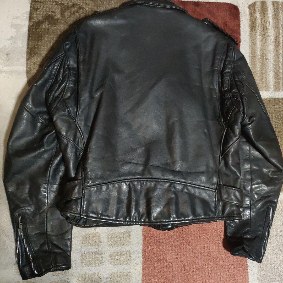 絶版１１８Schottダブルライダース618の革違いバイカータグ４０小型バックル