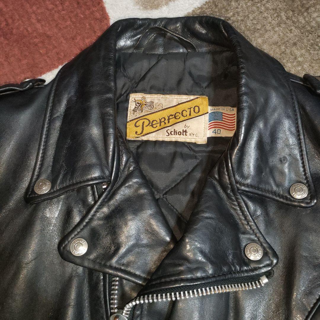 絶版１１８Schottダブルライダース618の革違いバイカータグ４０小型バックル