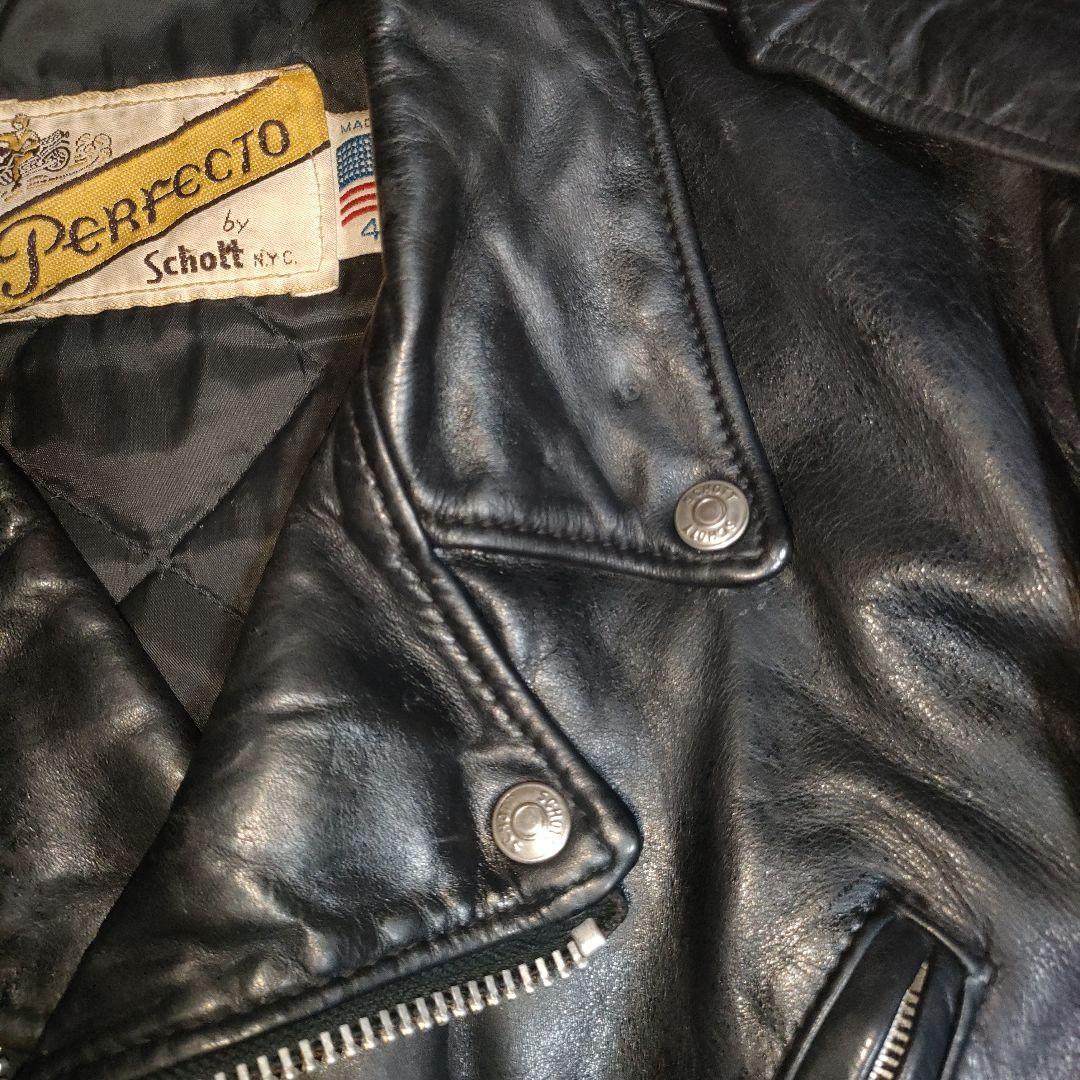 絶版１１８Schottダブルライダース618の革違いバイカータグ４０小型バックル