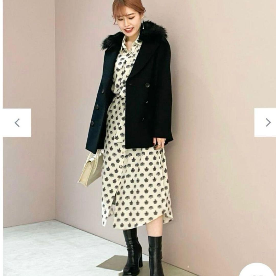 ほぼ未使用　グレースクラス　総柄シャツワンピース ウエストリボン　長袖