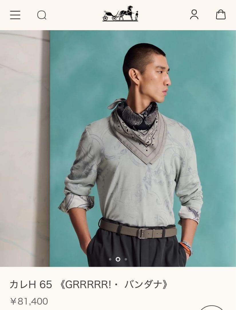 エルメス　カレH65　GRRRRR!ガルルルルル!　熊　ベア　バンダナ柄カシシル