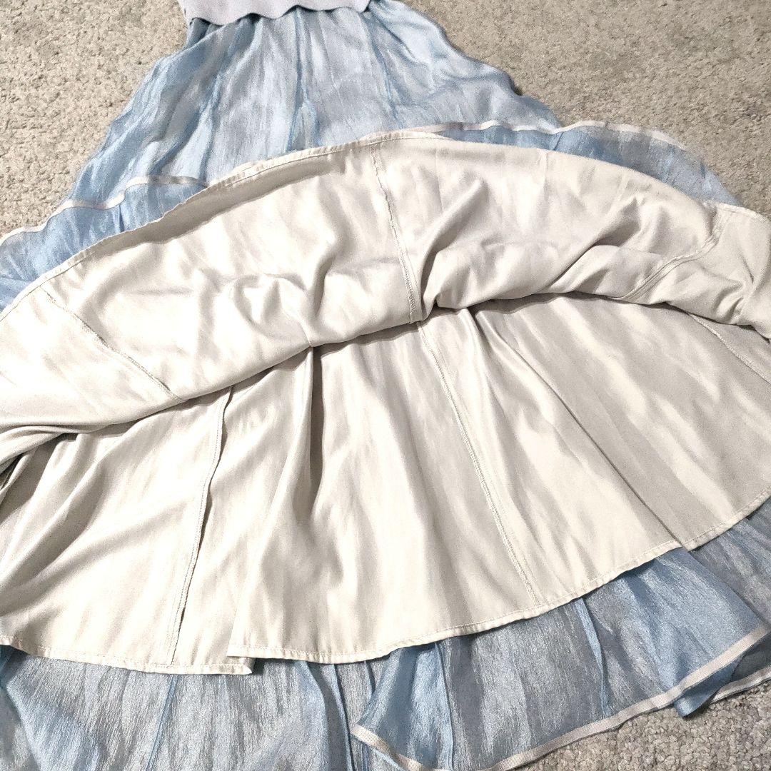 snidel スナイデル　カシュクール ニット ドッキング ワンピース ブルー