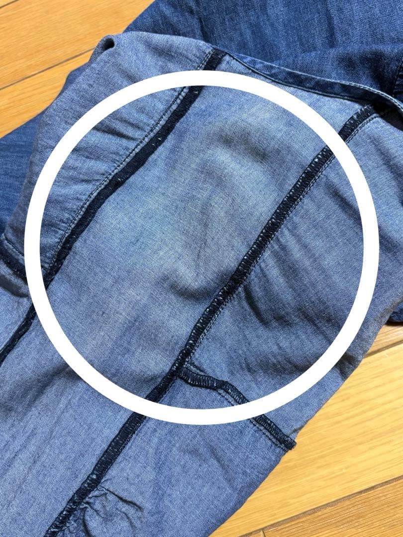 アズノウアズ a.no.ne.ne. オオラカ　デニムギャザーワンピース刺繍入り