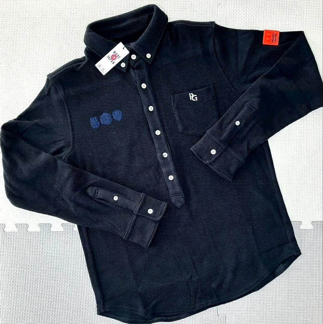 パーリーゲイツ リブワッフル ボタンダウン長袖ポロシャツ（D.NAVY／5）