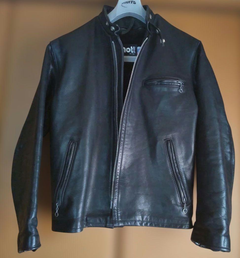 Schottブラックレザーシングルライダース141 サイズ40