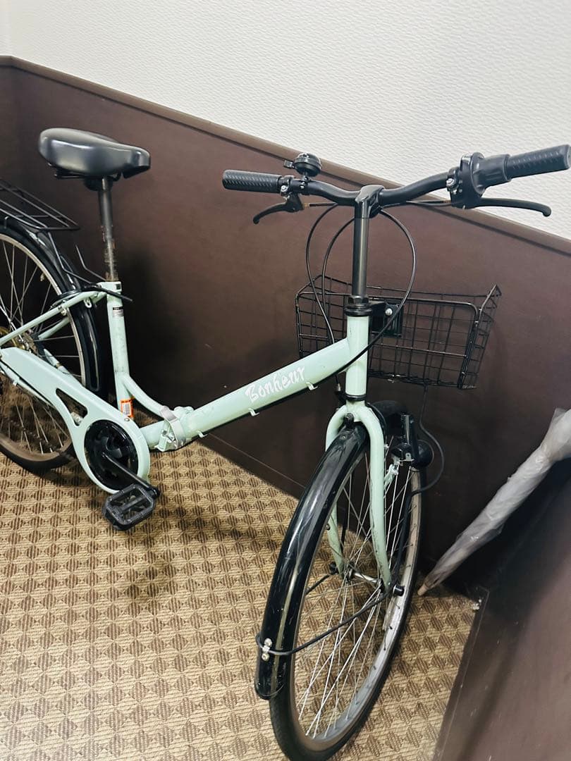 ミントグリーン シティサイクル 前面バスケット付き