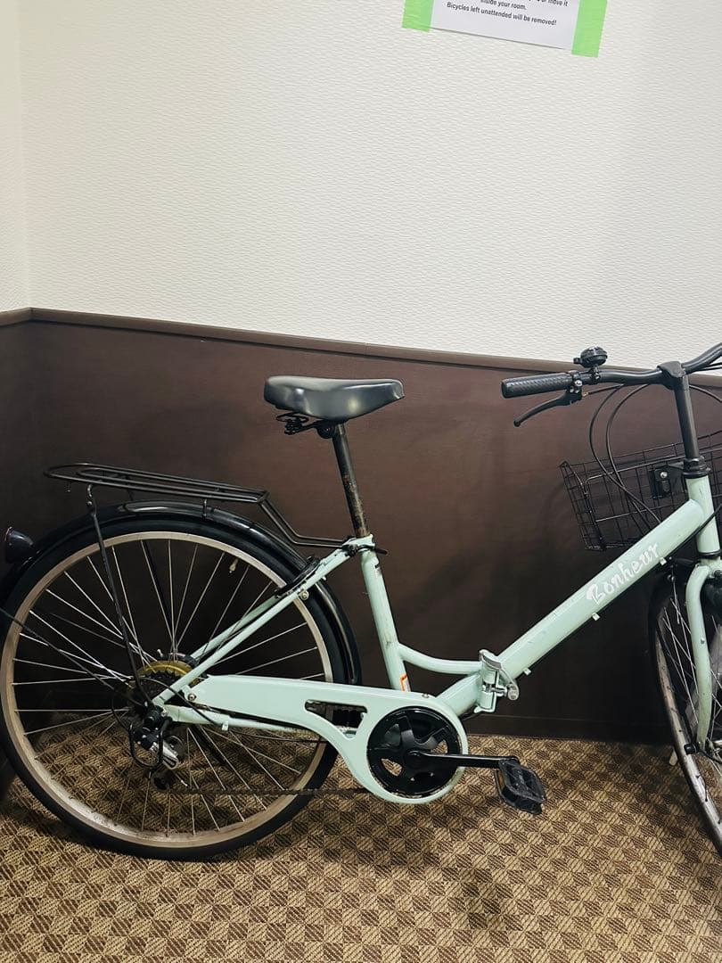 ミントグリーン シティサイクル 前面バスケット付き