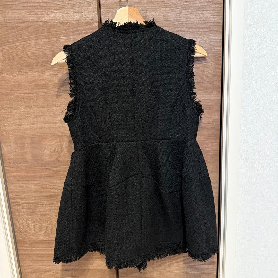 ブラックツイードフリンジベスト　fitmore セレモニー　卒園　入園式　ジレ