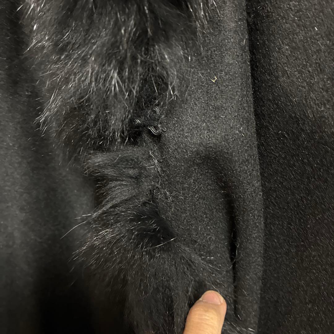 トーマスです。毛皮ブルーフォックス100% ポンチョ フード付き