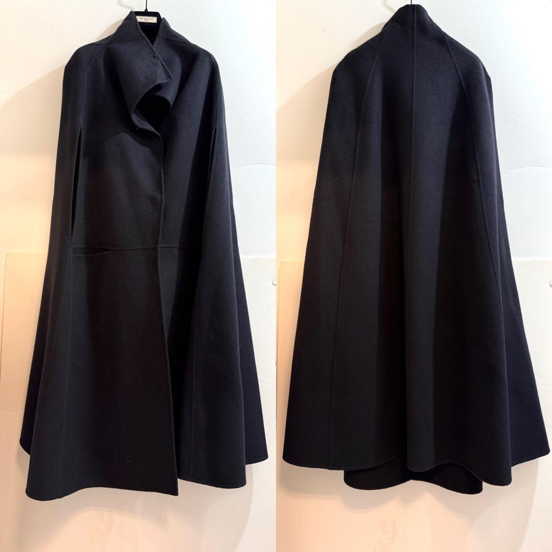 ウィムガゼット 黒 カシミヤリバーポンチョコート ロングケープ