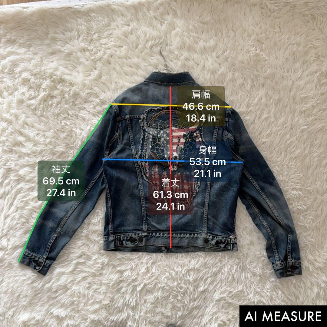 希少デザイン✨ラルフローレン バックスタッズ デニムジャケット Lサイズ 星条旗