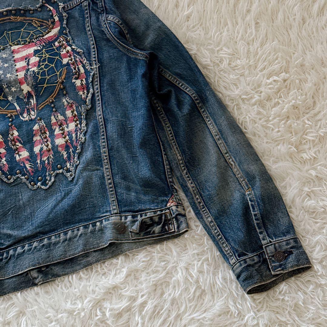 希少デザイン✨ラルフローレン バックスタッズ デニムジャケット Lサイズ 星条旗