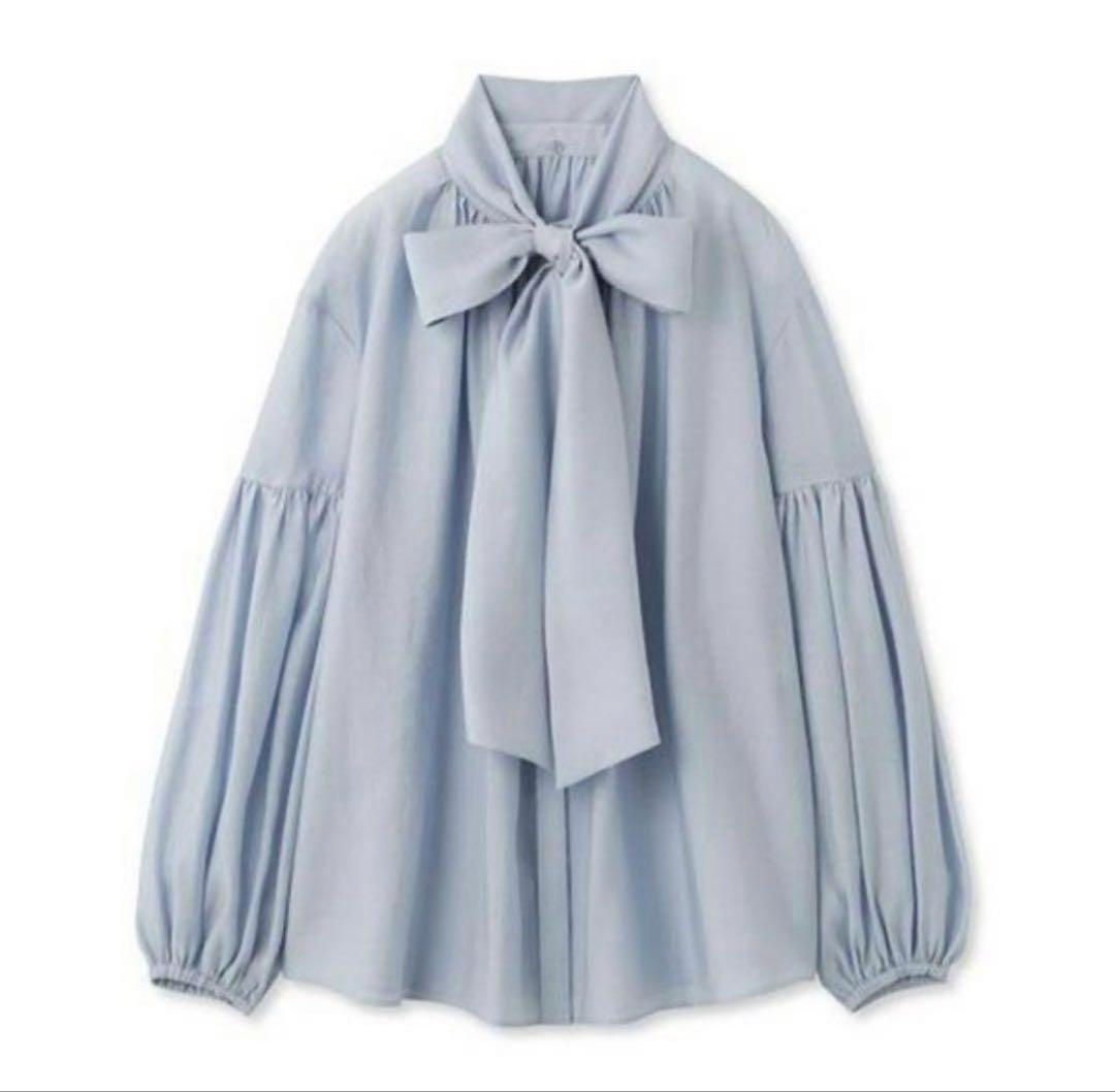 【美品】ミラオーウェン　ボウタイブラウス　ライトブルー
