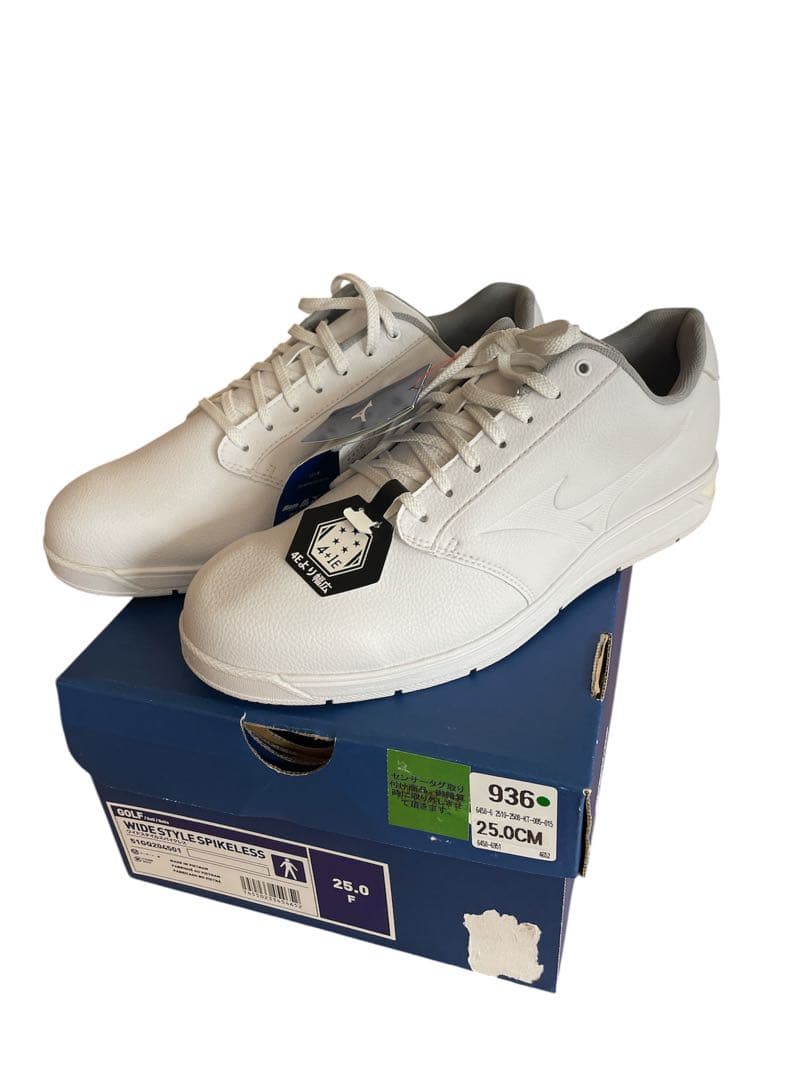 ゴルフシューズ ミズノ　ワイド スパイクレス ホワイト 25cm ホワイト