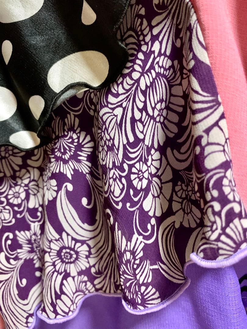 フラメンコ衣装　ハイウェストファルダとドットブラウスの上下セット