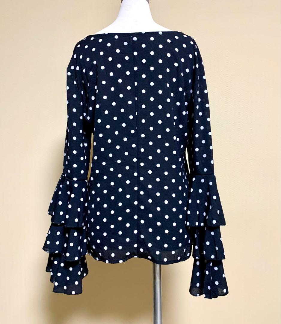 フラメンコ衣装　ハイウェストファルダとドットブラウスの上下セット