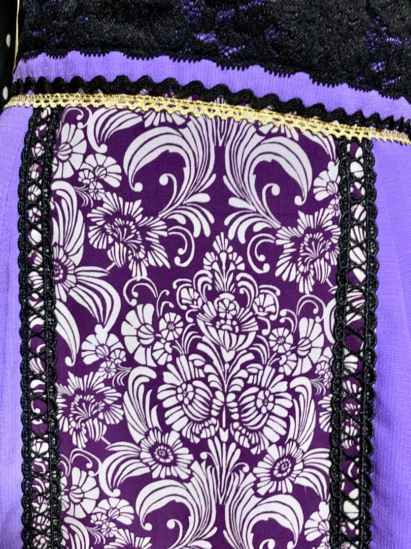 フラメンコ衣装　ハイウェストファルダとドットブラウスの上下セット