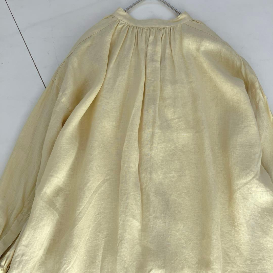 アーバンリサーチドアーズ リネンギャザーワンピース　ロング　麻100% イエロー