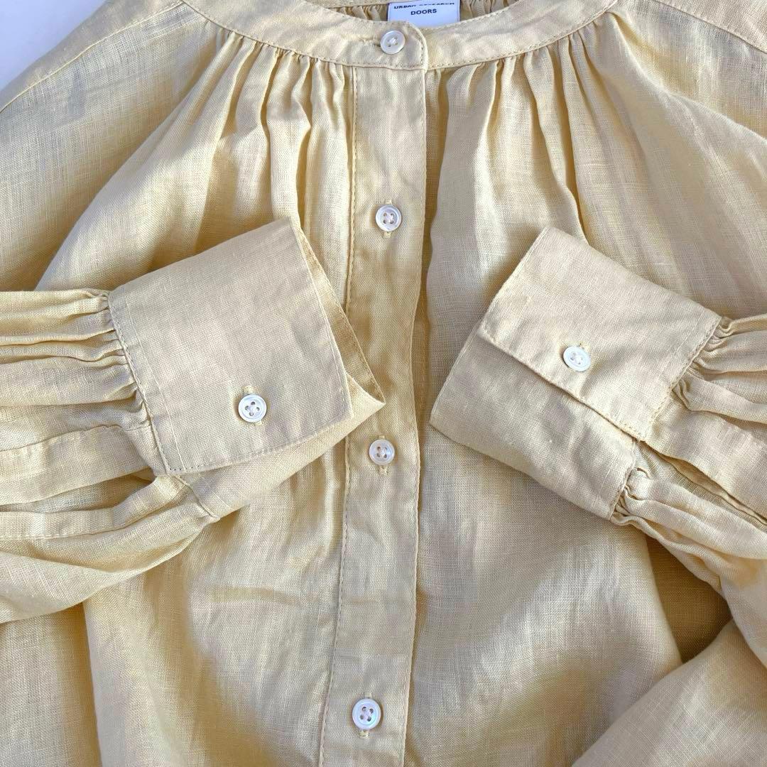 アーバンリサーチドアーズ リネンギャザーワンピース　ロング　麻100% イエロー