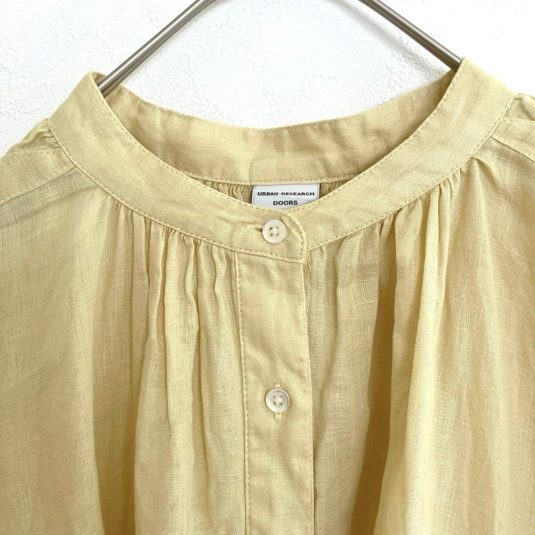 アーバンリサーチドアーズ リネンギャザーワンピース　ロング　麻100% イエロー