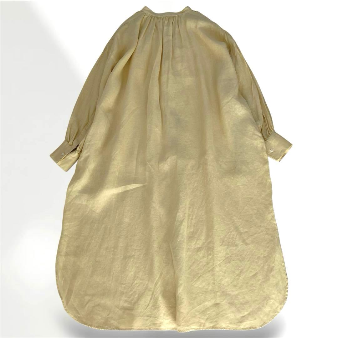 アーバンリサーチドアーズ リネンギャザーワンピース　ロング　麻100% イエロー