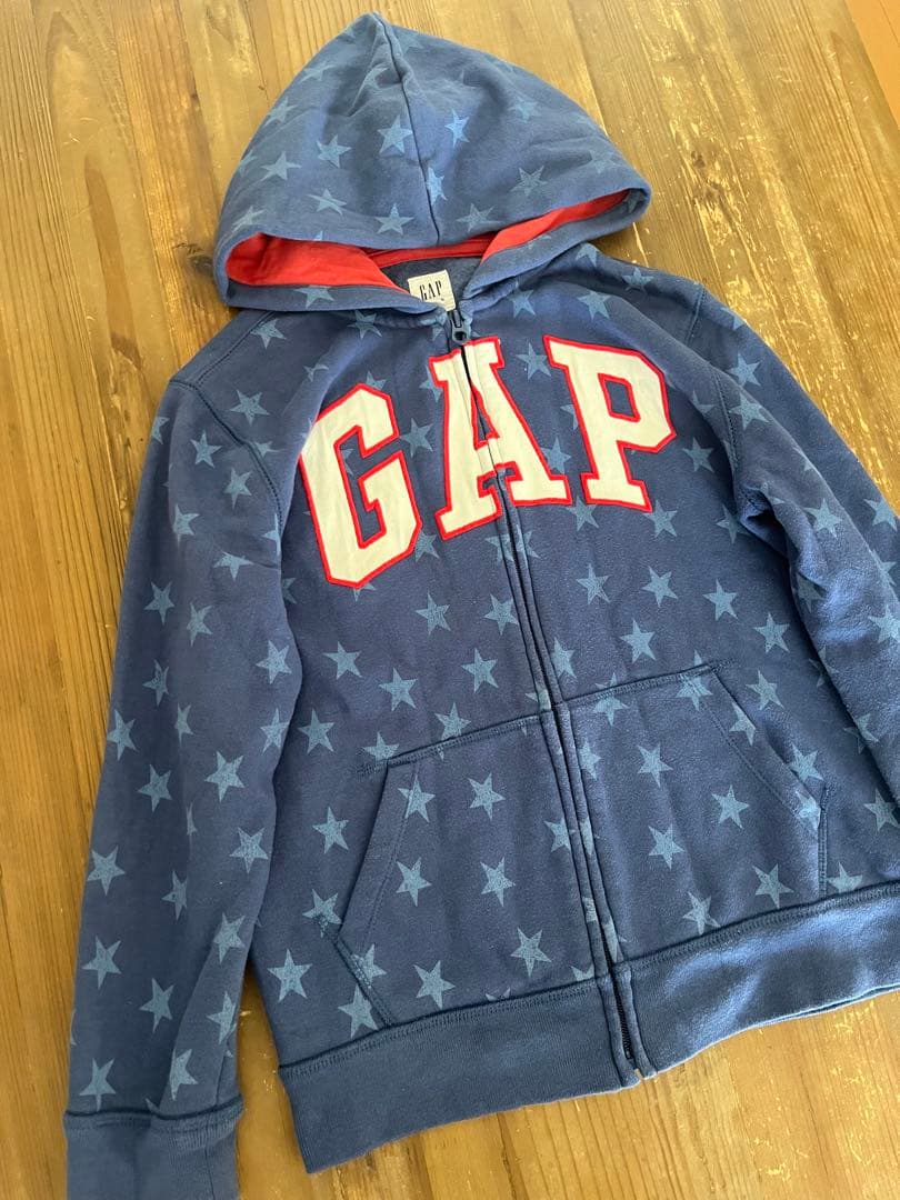 GAP ネイビー 星 ジップアップパーカー y2k グランジ 短丈 oldgap