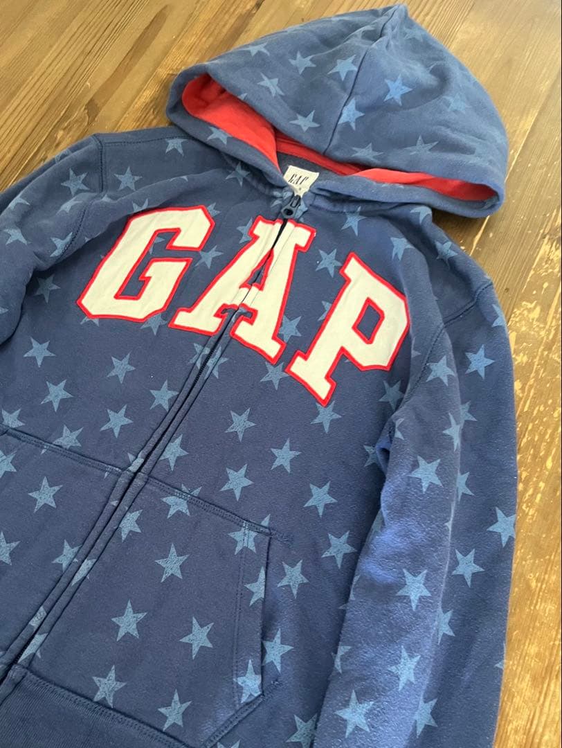 GAP ネイビー 星 ジップアップパーカー y2k グランジ 短丈 oldgap