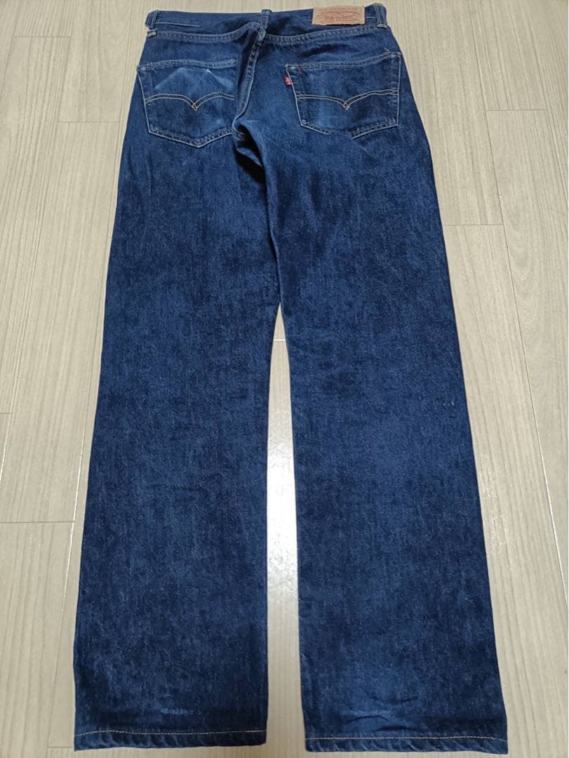 実寸78×75真紺アメリカ製_501XXバレンシア工場_555刻印29×36赤耳