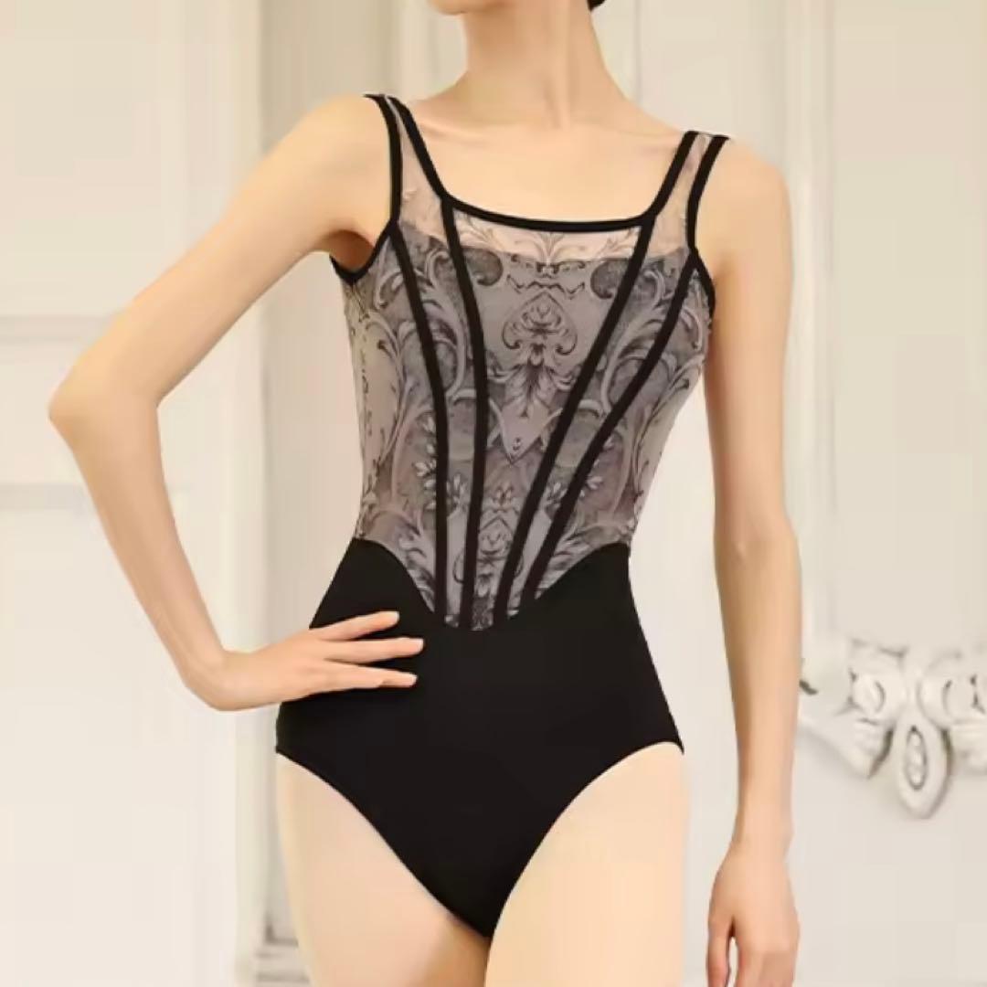 新品未使用 コルセット風 バレエレオタード S パッド付