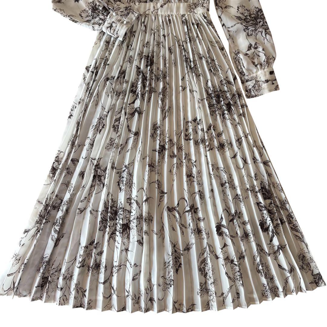 【希少M】FRAY ID フレイアイディー ネックフリル プリーツ ワンピース