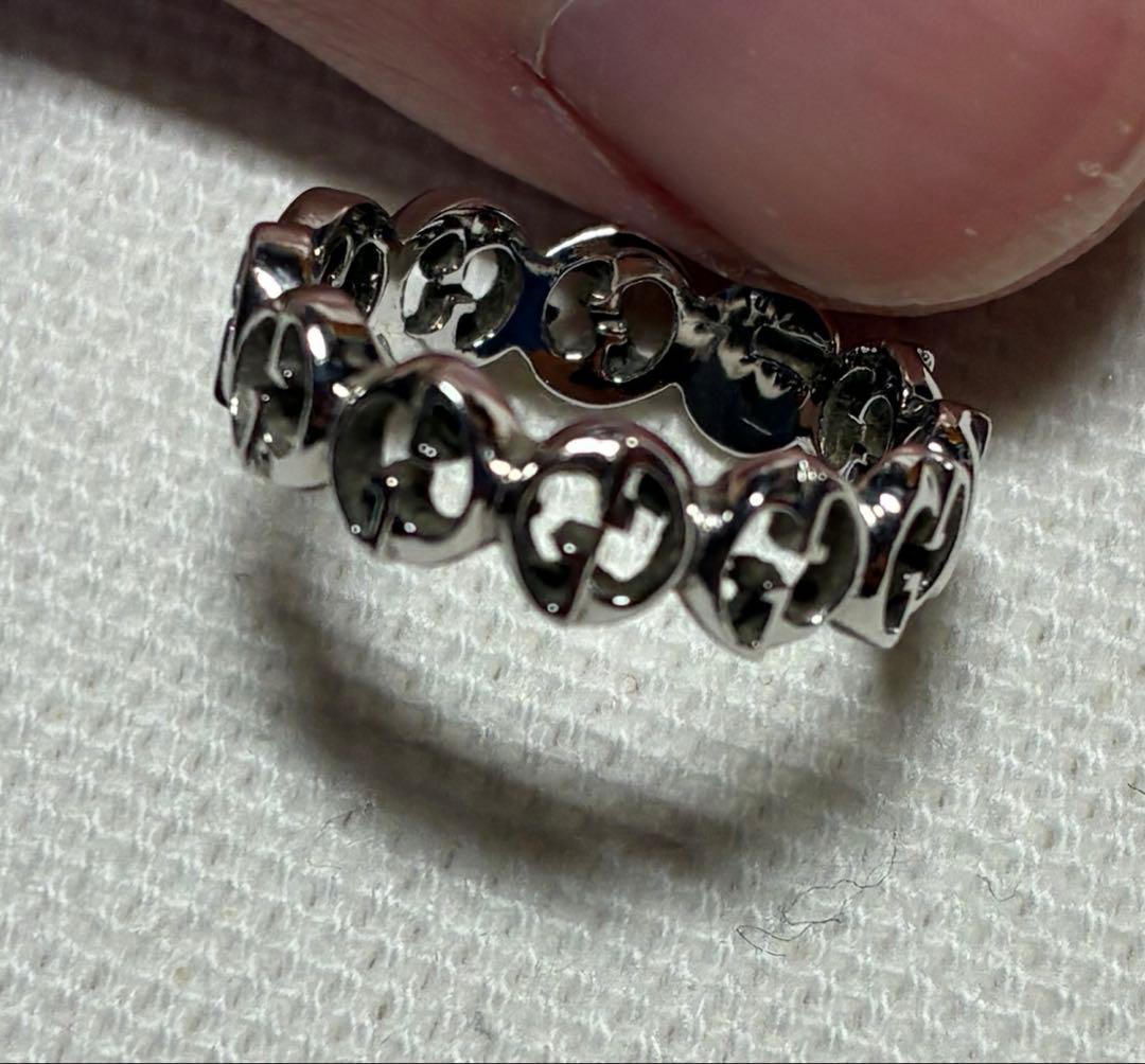 チ*ス様 GUCCI ロゴデザイン シルバーリング AU750 1973 グッチ