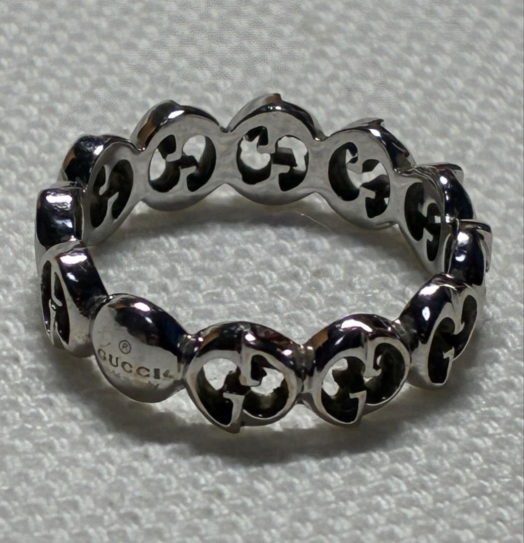 チ*ス様 GUCCI ロゴデザイン シルバーリング AU750 1973 グッチ