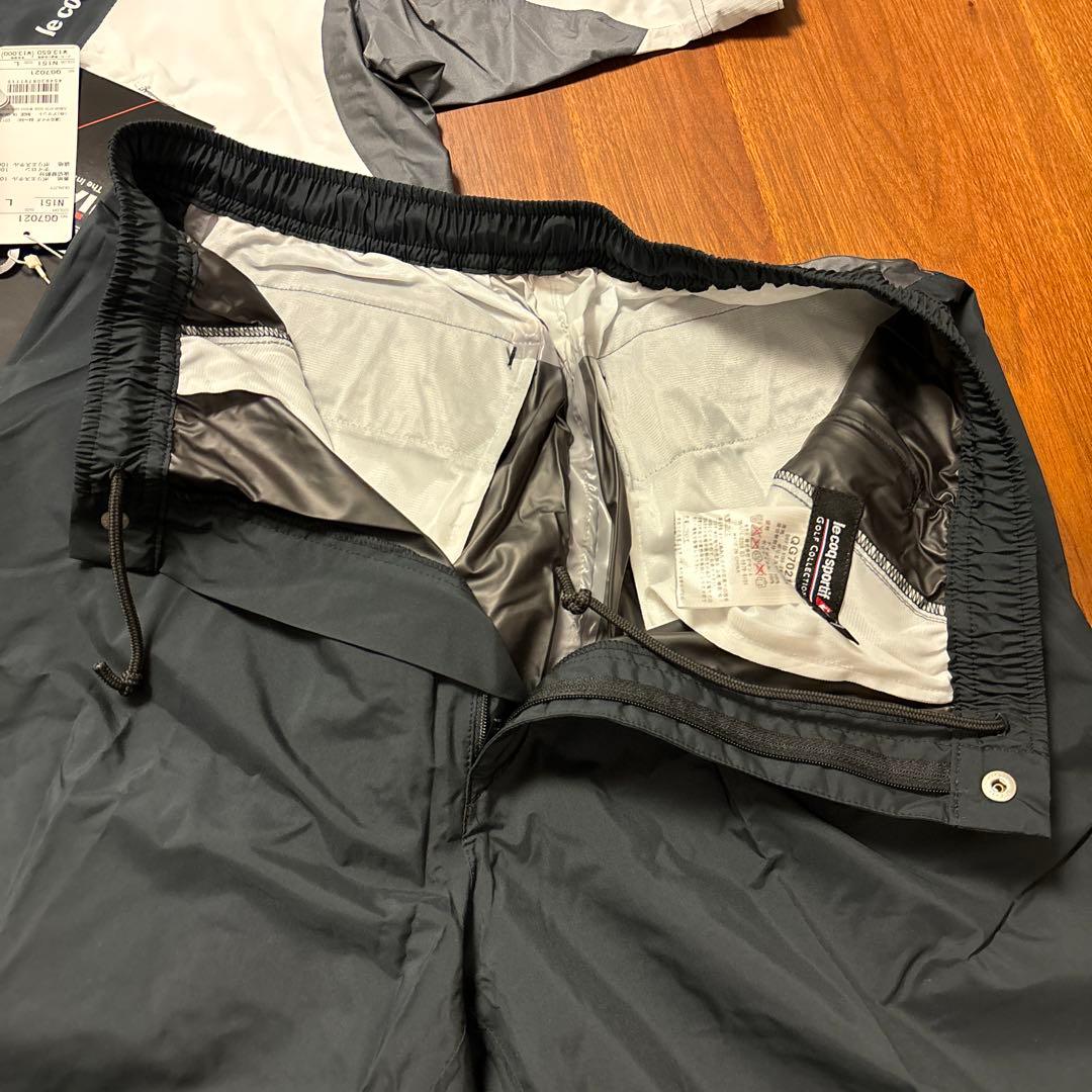 SALE 新品タグ付 ルコックゴルフ上下セット レインウェアL　　袋付 黒白