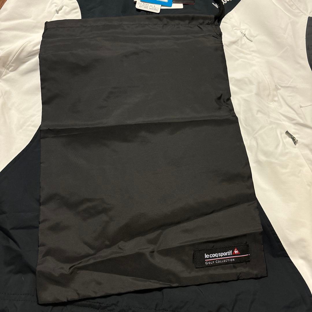 SALE 新品タグ付 ルコックゴルフ上下セット レインウェアL　　袋付 黒白