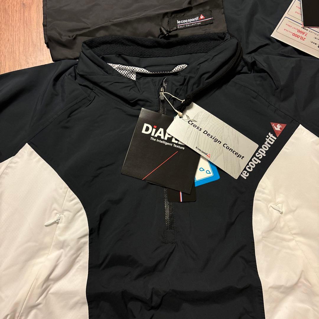 SALE 新品タグ付 ルコックゴルフ上下セット レインウェアL　　袋付 黒白