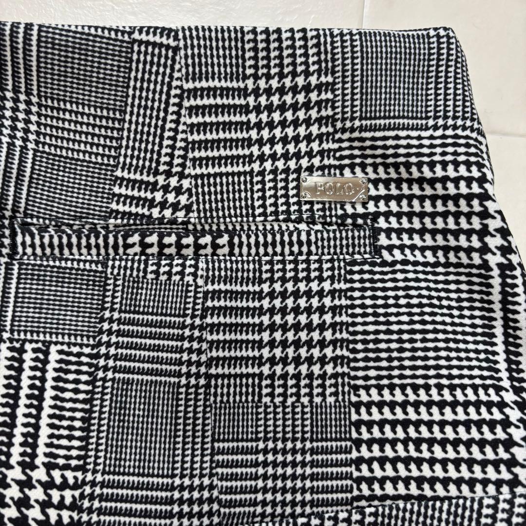 【美品】POLOGOLF 千鳥格子 チェック柄 ゴルフスカート スコート 黒 M