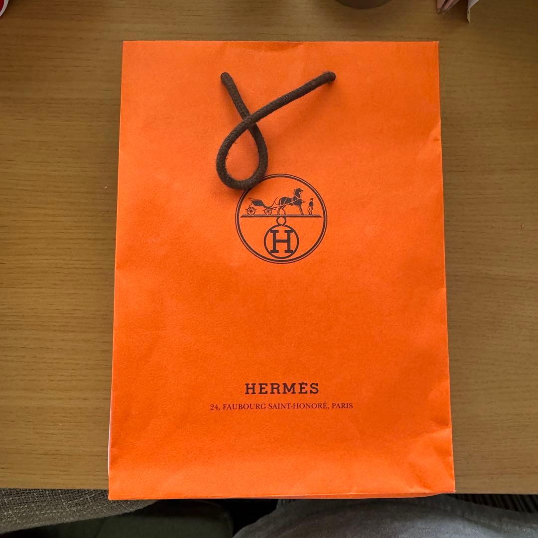 【新品未使用】HERMES フェイスタオル オレンジ ハンカチ
