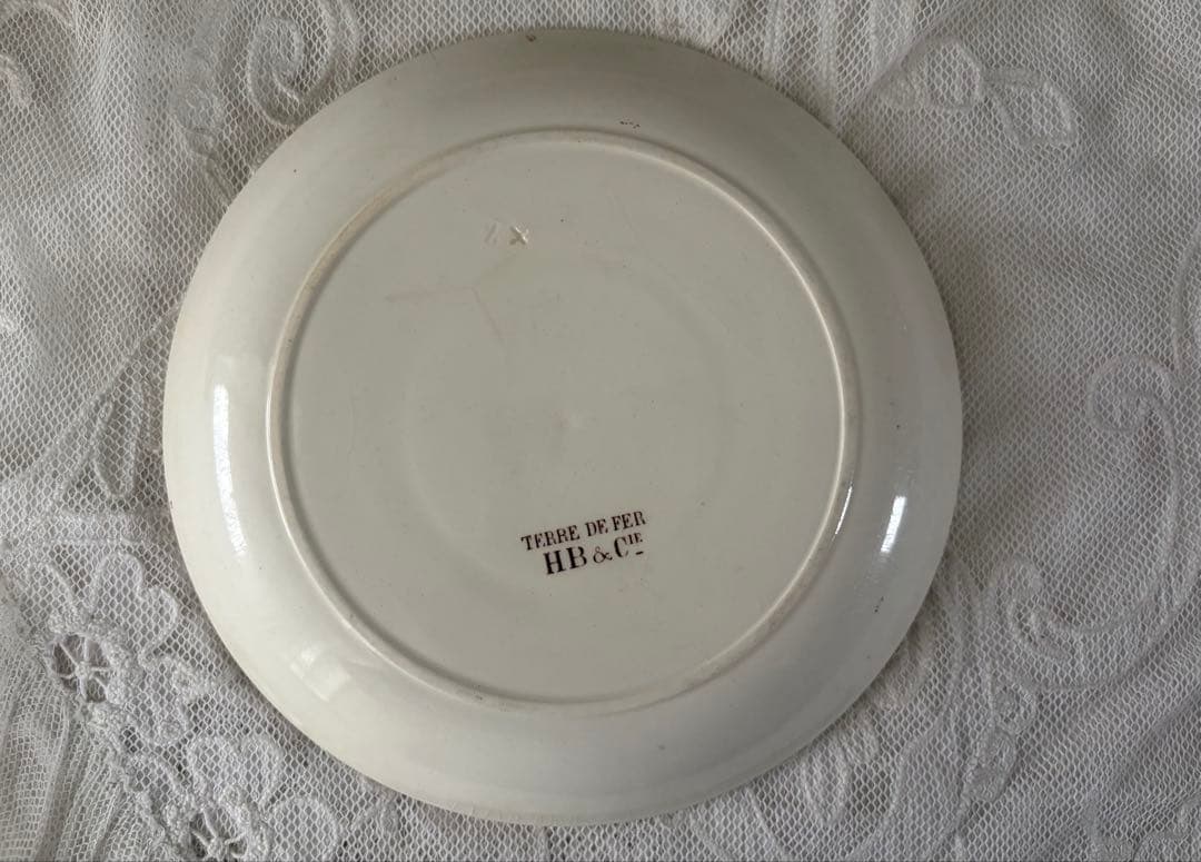 フランスアンティーク デザートプレート ショワジールロワ窯 小鳥 多彩色