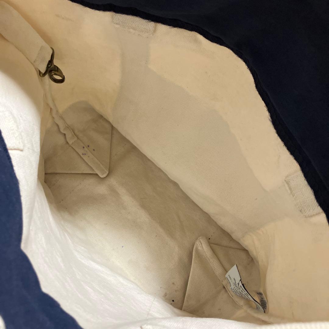 あ*き様 90s USA製 ランズエンド トートバッグ ネイビー ジップトップ