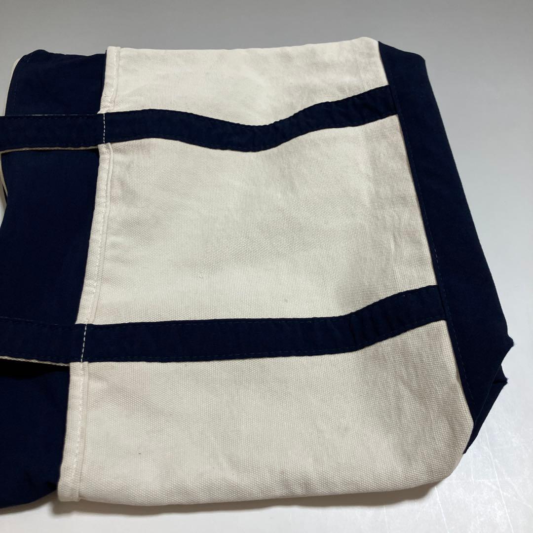 あ*き様 90s USA製 ランズエンド トートバッグ ネイビー ジップトップ