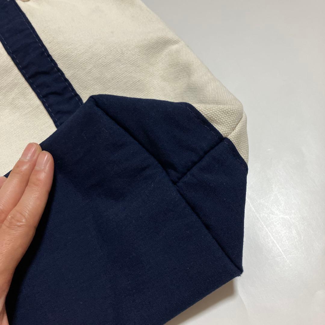 あ*き様 90s USA製 ランズエンド トートバッグ ネイビー ジップトップ