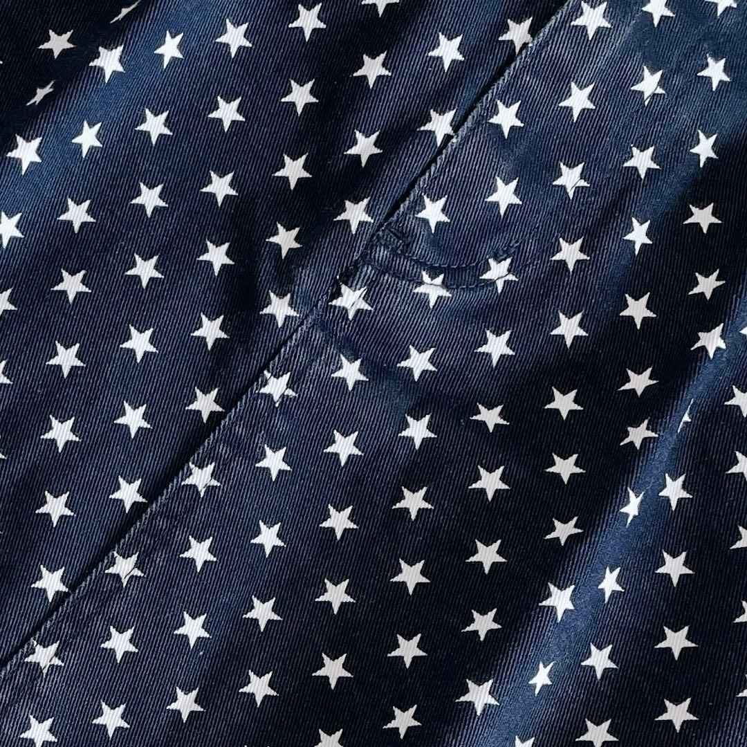 パーリーゲイツ　スカート 0/S 総柄 ネイビー　星　スター　ヴィンテージ加工