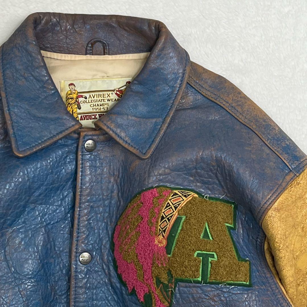 90s AVIREX スタジャン　レザー SUQUAMISH used加工