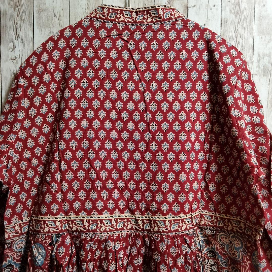 ◎専用◎インド ブロックプリントのラグジュアリーアナルカリクルタ【5S-22】