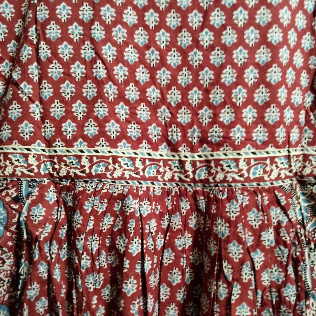 ◎専用◎インド ブロックプリントのラグジュアリーアナルカリクルタ【5S-22】