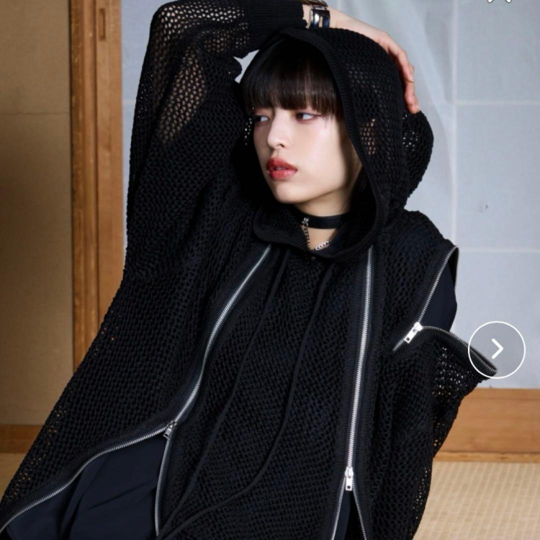 狐独　Ellno Loset メッシュデザインジップフーディ　L