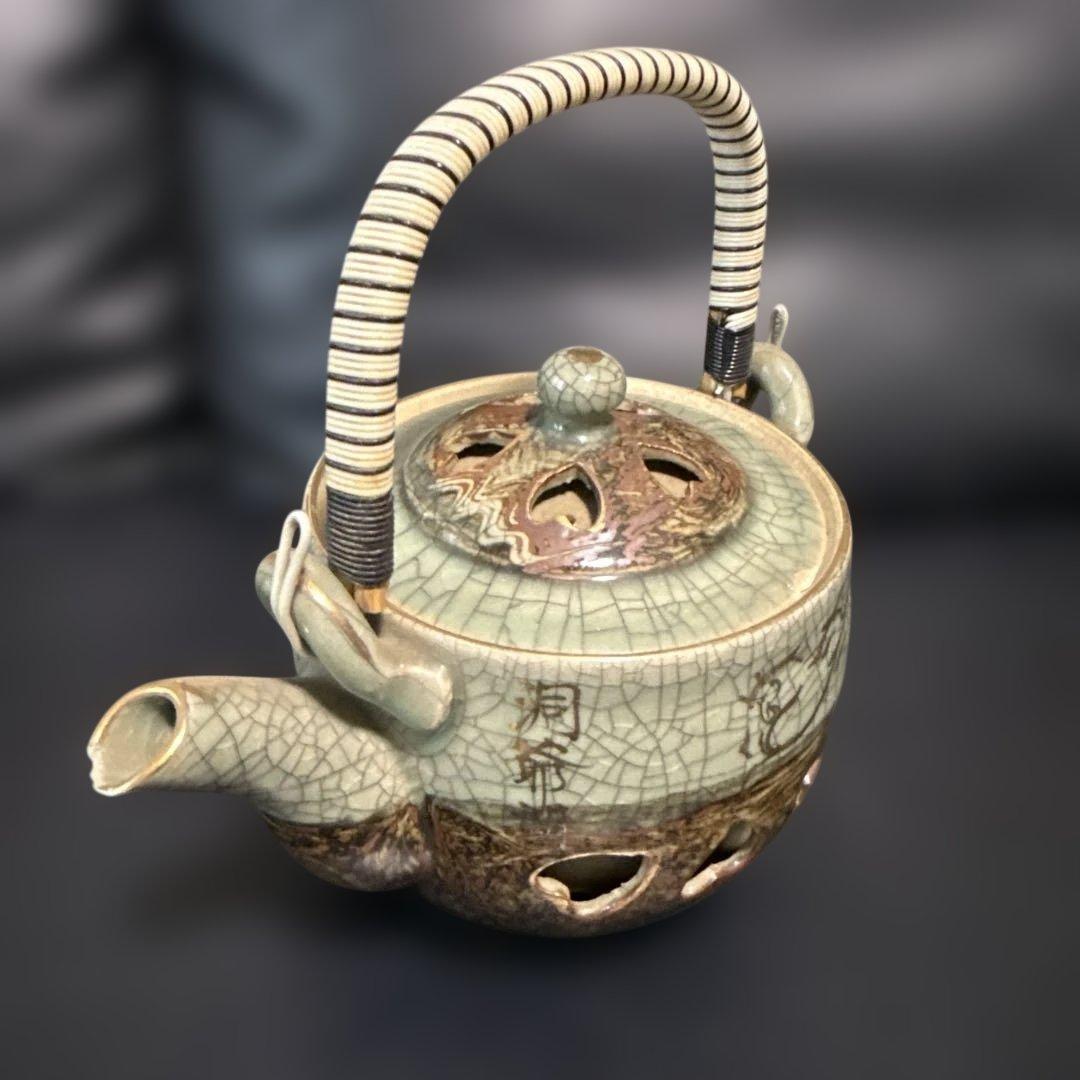 森*田様 相馬焼き特大急須跳ね馬二重造3点セット