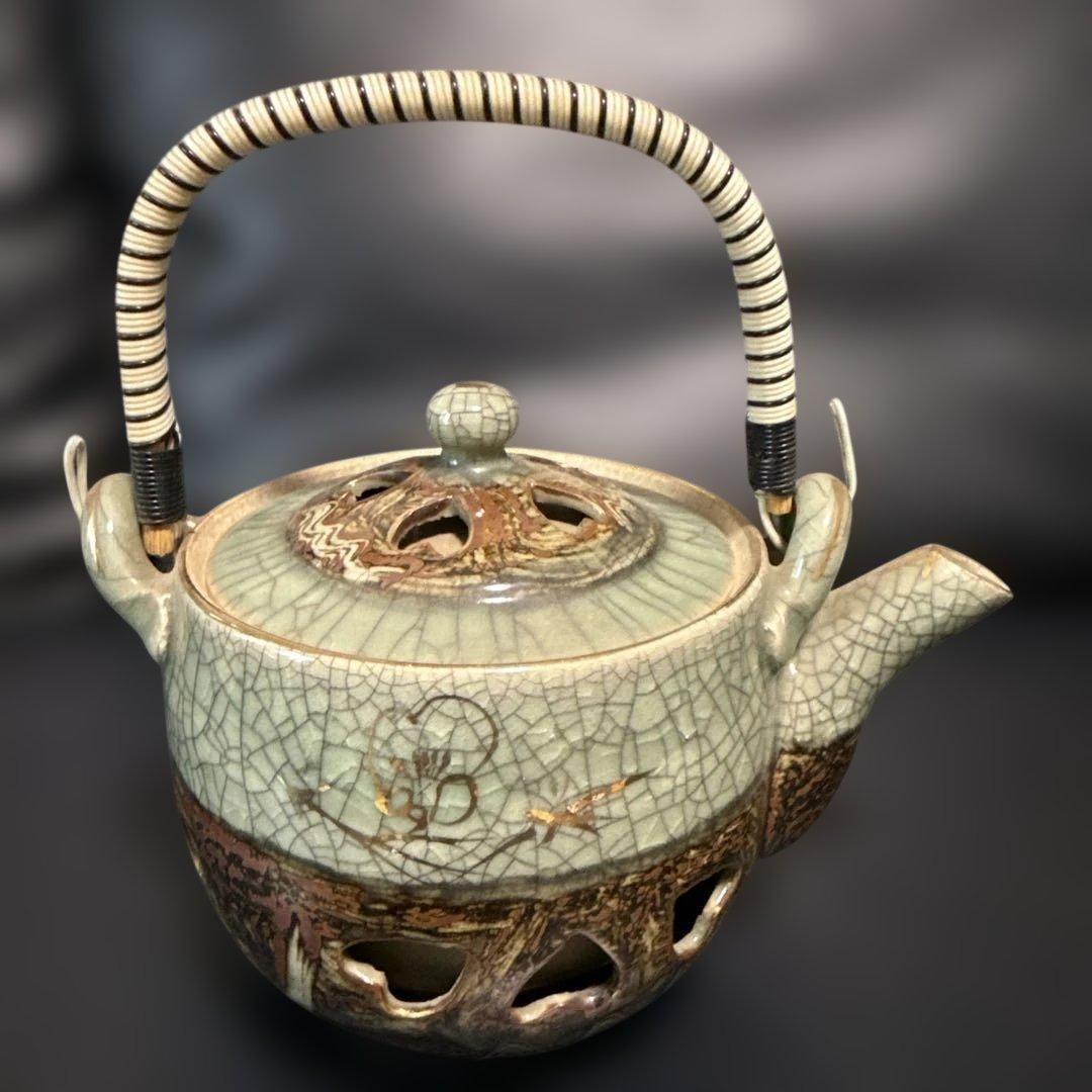 森*田様 相馬焼き特大急須跳ね馬二重造3点セット