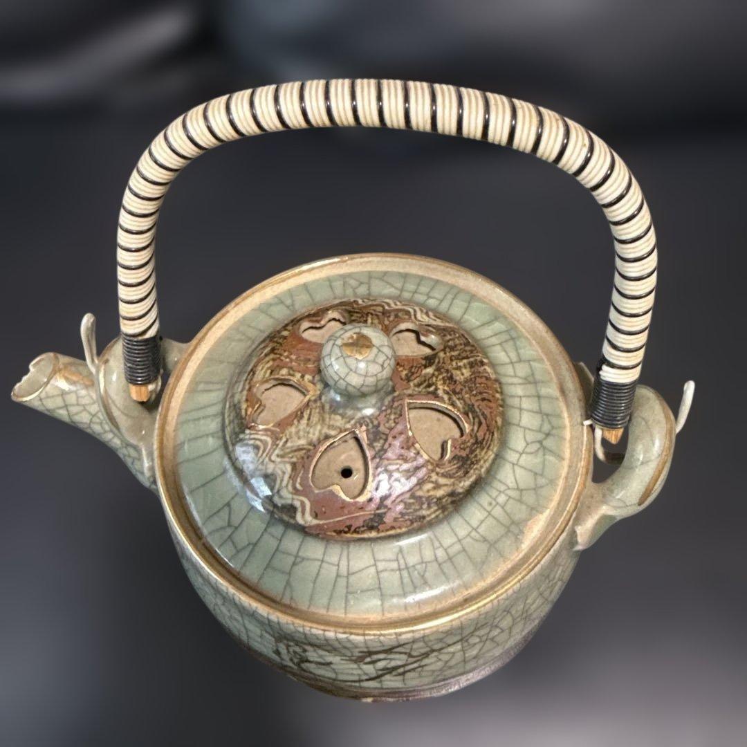 森*田様 相馬焼き特大急須跳ね馬二重造3点セット