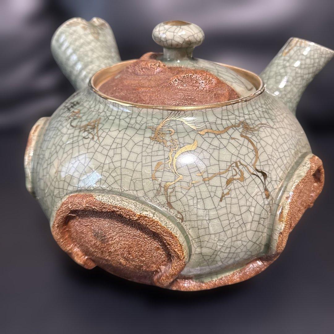 森*田様 相馬焼き特大急須跳ね馬二重造3点セット